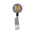 Carolines Treasures Letter M Football Purple and Gold Retractable Badge Reel CJ1064-MBR